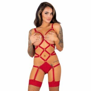LIVCO CORSETTI FASHION - THIARA LC 20213 SET BODY + MEDIAS ROJA