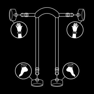 FETISH SUBMISSIVE - MASTER POSITION WITH 4 NOPRENE-LINED HANDCUFFS