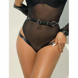 SUBBLIME - 953690 HANDCUFFS WITH BONDAGE BELT BLACK ONE SIZE