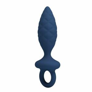 MR PLAY - TEXTURED ANAL PLUG WITH RING BLUE L