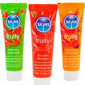 SKINS - FRUITY LUBES KIT WATERMELON, STRAWBERRY & MANGO LUBRICANTS 3 x 12 ML
