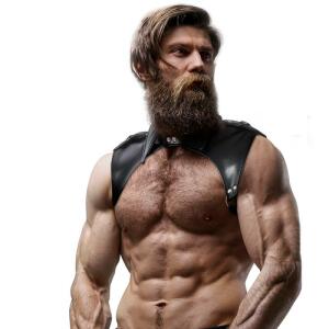 FETISH SUBMISSIVE ATTITUDE - MENS BRIGADE ADJUSTABLE ECO-LEATHER NECK HARNESS