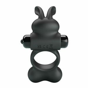 PRETTY LOVE - VIBRATING PENIS RING WITH BUNNY STIMULATOR 10 FUNCTIONS BLACK