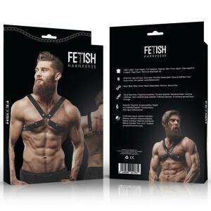 FETISH SUBMISSIVE ATTITUDE - MENS ADJUSTABLE ECO-LEATHER CROSS CHEST BULLDOG HARNESS