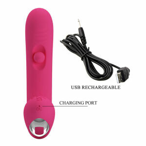PRETTY LOVE - DUDEN RECHARGEABLE SILICONE VIBRATOR 12 VIBRATION MODES AND 3 ROCKING MODES PINK