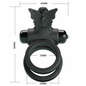 PRETTY LOVE - DOUBLE VIBRATING RING WITH BLACK STIMULATOR