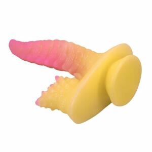 POWER MONSTERS - RIPPLIED MONSTER FANTASY DILDO WITH SUCTION CUP 22.5 CM Ø 5.5 CM PINK & YELLOW