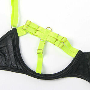 SUBBLIME - 955274 BRA SET WITH NECKLACE AND LEG DETAILS FLUORESCENT GREEN S/M