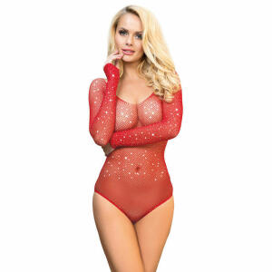 SUBBLIME - 952303 SHINY GRILL BODY WITH OFF SHOULDERS LONG SLEEVE RED ONE SIZE