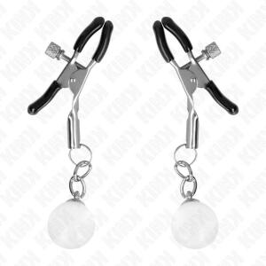 KINK - GLASS BEAD NIPPLE CLAMPS SILVER 6 CM