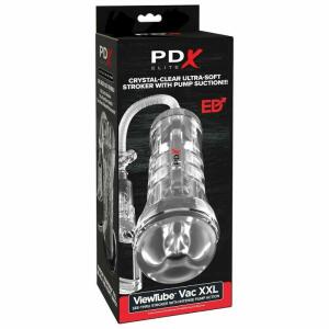 PDX ELITE - VIEWTUBE VAC XXL TRANSPARENT STROKER WITH SUCTION PUMP 27.3 CM