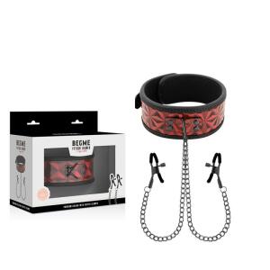 BEGME - RED EDITION COLLAR WITH NIPPLE CLAMPS WITH NEOPRENE LINING