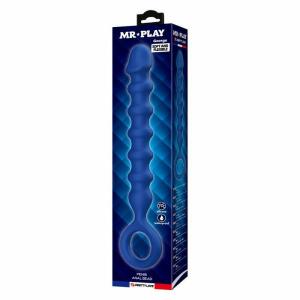 MR PLAY - BLUE SILICONE ANAL BEADS & ANAL PLUG -Ø- 3,4 CM - 28.5 CM