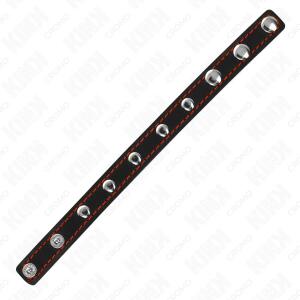 KINK - LEATHER PENIS RING WITH PRESSURE CLOSURE RED LINING 21 X 1.5 CM