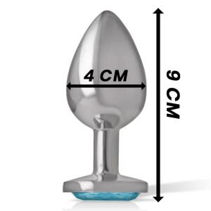 INTENSE - ALUMINUM METAL ANAL PLUG WITH BLUE CRYSTAL SIZE L