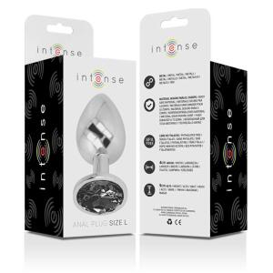 INTENSE - ALUMINUM METAL ANAL PLUG WITH BLACK GLASS SIZE L
