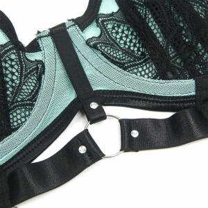 SUBBLIME - 955557 GREEN PATENT LEATHER MESH ZIPPER BRA SET S/M
