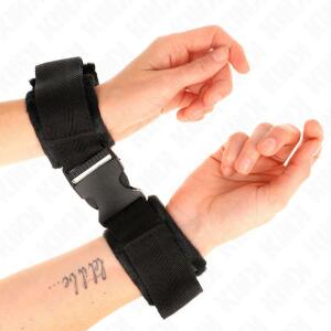 KINK - NYLON BIND HOOK&LOOP WRIST RESTRAINTS RED-BLACK MODEL 1 AJDUSTABLE 25-35 CM X 6 CM