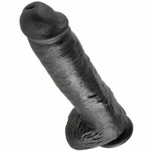 KING COCK - DILDO BLACK WITH BALLS 28 CM