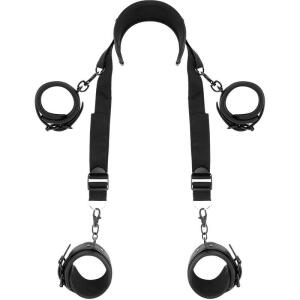 FETISH SUBMISSIVE - MASTER POSITION WITH 4 NOPRENE-LINED HANDCUFFS