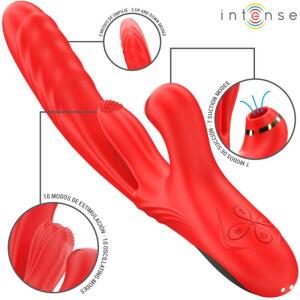 INTENSE - KAROL MULTIFUNCTION VIBRATOR THRUST & STIMULATION & STIMULATING WAVES RED