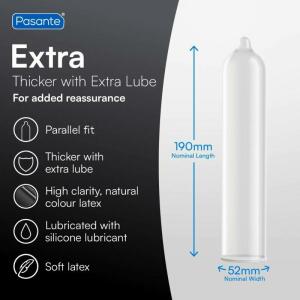 PASANTE - EXTRA EXTRA THICK CONDOMS WITH ADDITIONAL LUBRICATION 12 PACK