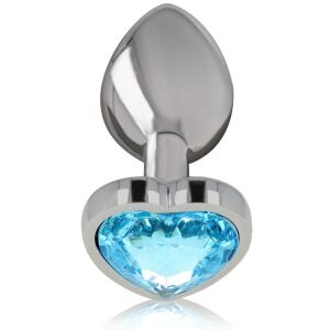 INTENSE - ALUMINUM METAL ANAL PLUG BLUE HEART SIZE L
