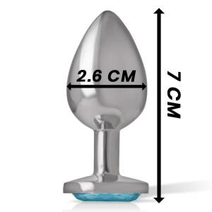 INTENSE - ALUMINUM METAL ANAL PLUG WITH BLUE CRYSTAL SIZE S