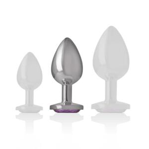 INTENSE - ALUMINUM METAL ANAL PLUG WITH VIOLET CRYSTAL SIZE M