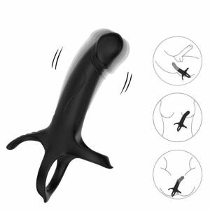ARMONY - DILDO WITH RING & VIBRATOR REMOTE CONTROL BLACK