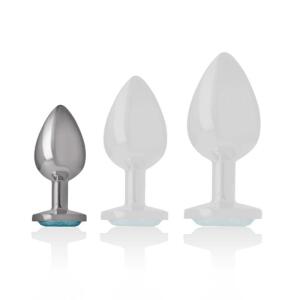 INTENSE - ALUMINUM METAL ANAL PLUG WITH BLUE CRYSTAL SIZE S