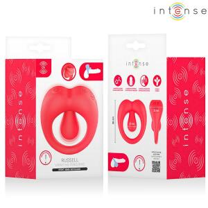 INTENSE - RUSSELL VIBRATING PENIS RING WITH CLITORIS STIMULATION RED