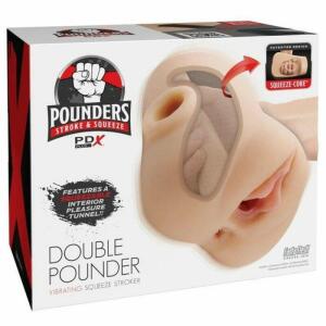 PDX PLUS - DOUBLE POUNDER VIBRATING SQUEEZE STROKER LIGHT 20.5 CM