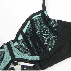 SUBBLIME - 955557 GREEN PATENT LEATHER MESH ZIPPER BRA SET S/M