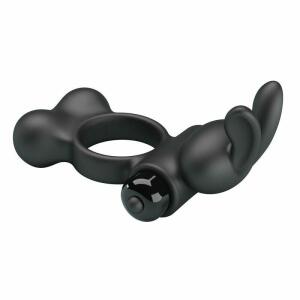 PRETTY LOVE - VIBRATING PENIS RING WITH BUNNY STIMULATOR 10 FUNCTIONS BLACK