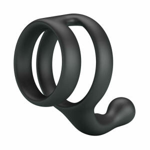 CRAZY BULL - YANCY DOUBLE COCK AND BALL RING BLACK