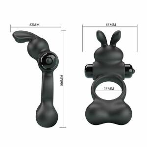 PRETTY LOVE - VIBRATING PENIS RING WITH BUNNY STIMULATOR 10 FUNCTIONS BLACK