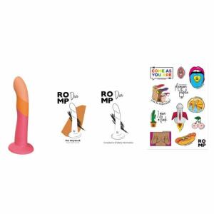 ROMP - DIZI SILICONE DILDO WITH SUCTION CUP TRICOLOR 18 CM