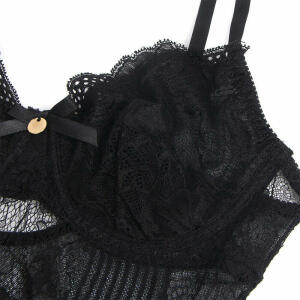 SUBBLIME - 955618 LACE BODYSUIT WITH BOTTOM CLOSURE BLACK S/M