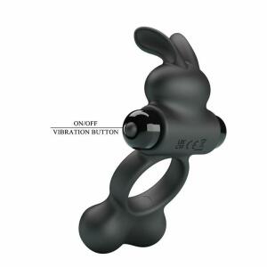 PRETTY LOVE - VIBRATING PENIS RING WITH BUNNY STIMULATOR 10 FUNCTIONS BLACK