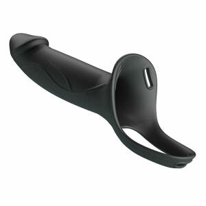PRETTY LOVE - LANDON BLACK VIBRATING STRAP-ON