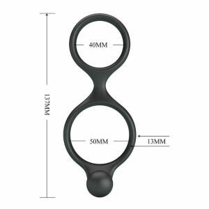 CRAZY BULL - FLORIAN DOUBLE COCK AND BALL RING BLACK
