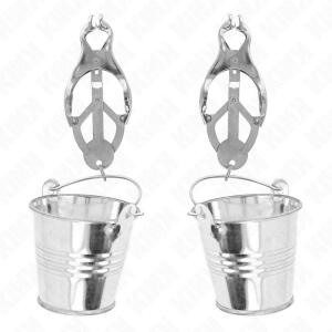 KINK - JAPANESE CLOVER NIPPLE CLAMPS WITH BUCKETS SILVER