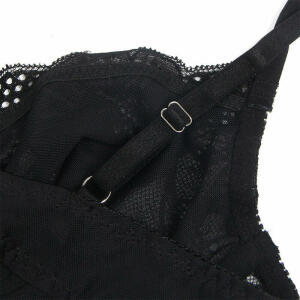 SUBBLIME - 955625 LACE BODYSUIT WITH BOTTOM CLOSURE BLACK L/XL