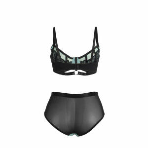 SUBBLIME - 955557 GREEN PATENT LEATHER MESH ZIPPER BRA SET S/M