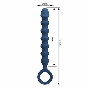 MR PLAY - BLUE SILICONE ANAL BEADS & ANAL PLUG -Ø- 3,4 CM - 28.5 CM