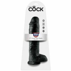 KING COCK - DILDO BLACK WITH BALLS 28 CM
