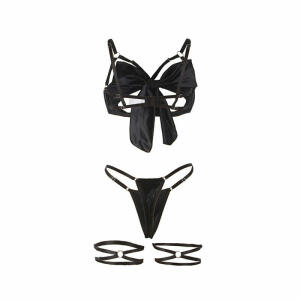 SUBBLIME - 955199 BRA SET WITH ADJUSTABLE BLACK BOW S/M