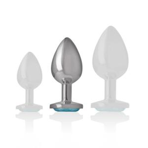 INTENSE - ALUMINUM METAL ANAL PLUG WITH BLUE GLASS SIZE M