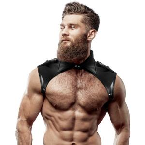 FETISH SUBMISSIVE ATTITUDE - MENS BRIGADE ADJUSTABLE ECO-LEATHER NECK HARNESS